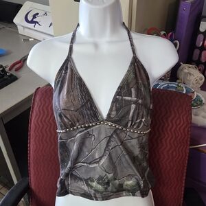 ROMWE Camouflage Halter Crop Top